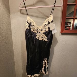 La Perla Black and Cream Lace Chemise Langerie
